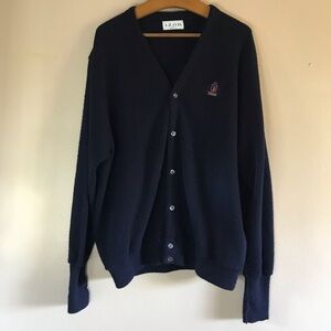 IZOD Vintage Men's Navy Cardigan Button Down Sweater XL made in the USA